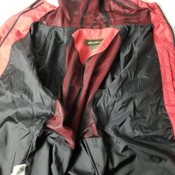 Eddie Bauer Red Zip Up Hooded Wind Breaker Jacket Lined Pockets MINT Size M - Picture 4 of 9